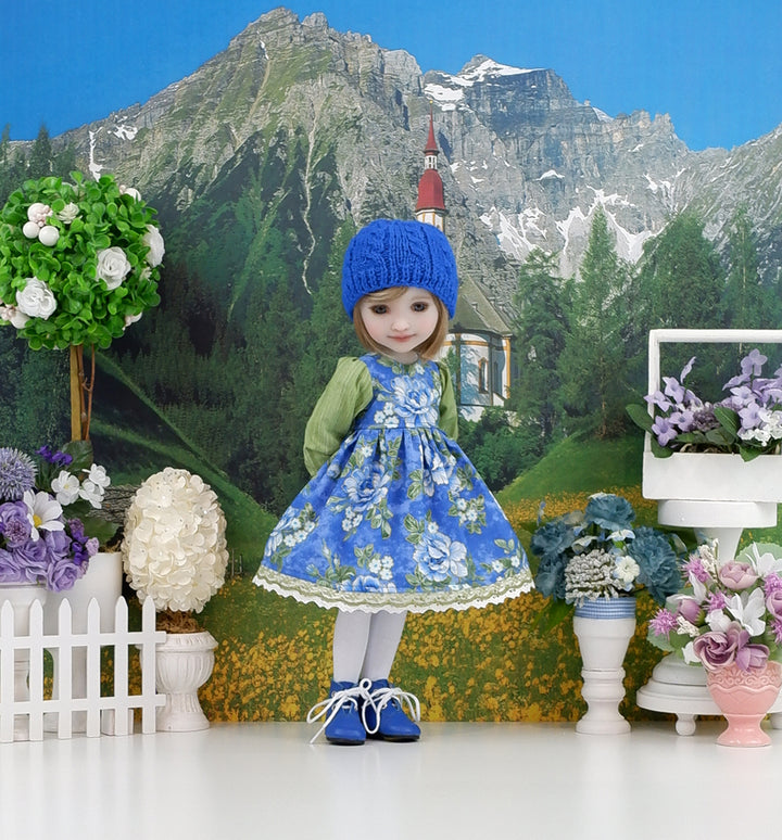 Blue Camellias - dress with boots for Ruby Red Fashion Friends doll