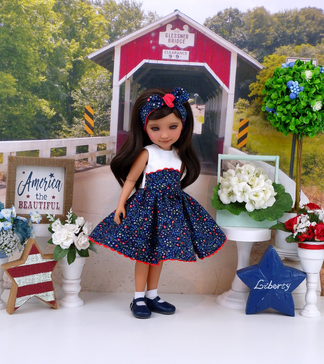 Blue Fields - dress and sweater with shoes for Ruby Red Fashion Friends doll