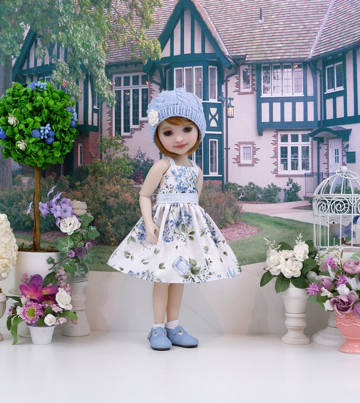 Blue Hydrangeas - dress, sweater with shoes for Ruby Red Fashion Friends doll