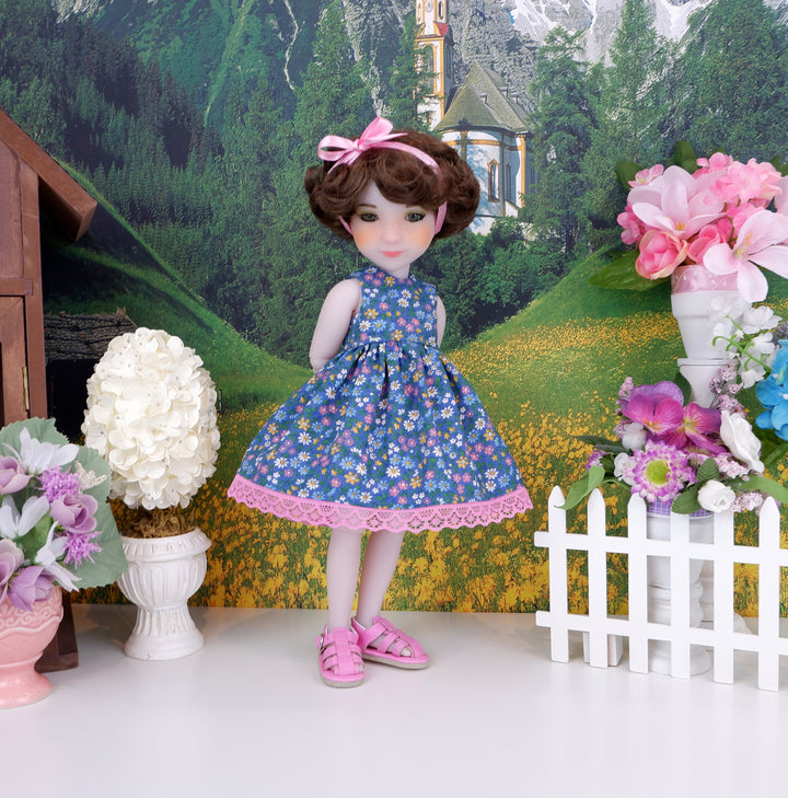 Blue Ridge Posies - dress and shoes for Ruby Red Siblies doll