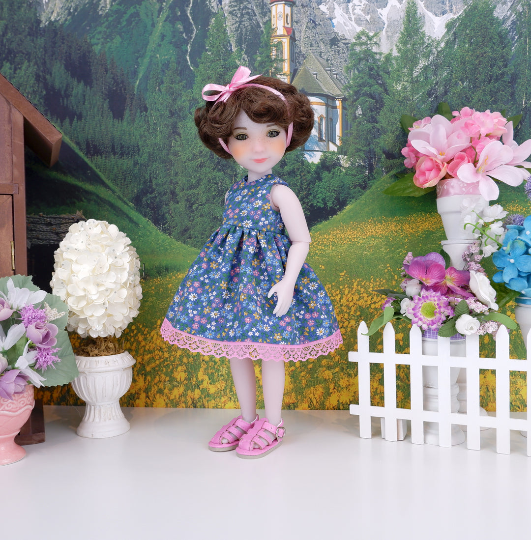Blue Ridge Posies - dress and shoes for Ruby Red Siblies doll