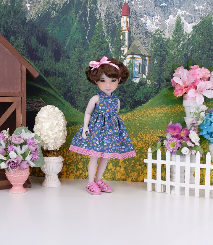Blue Ridge Posies - dress and shoes for Ruby Red Siblies doll
