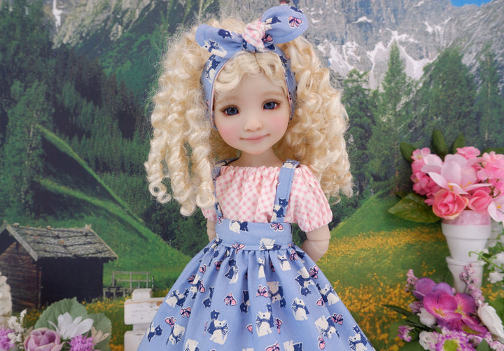 Blue Ridge Terrier - blouse & jumper with loafers for Ruby Red Fashion Friends doll