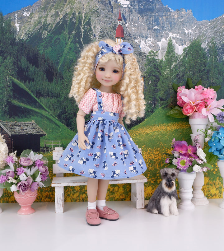 Blue Ridge Terrier - blouse & jumper with loafers for Ruby Red Fashion Friends doll