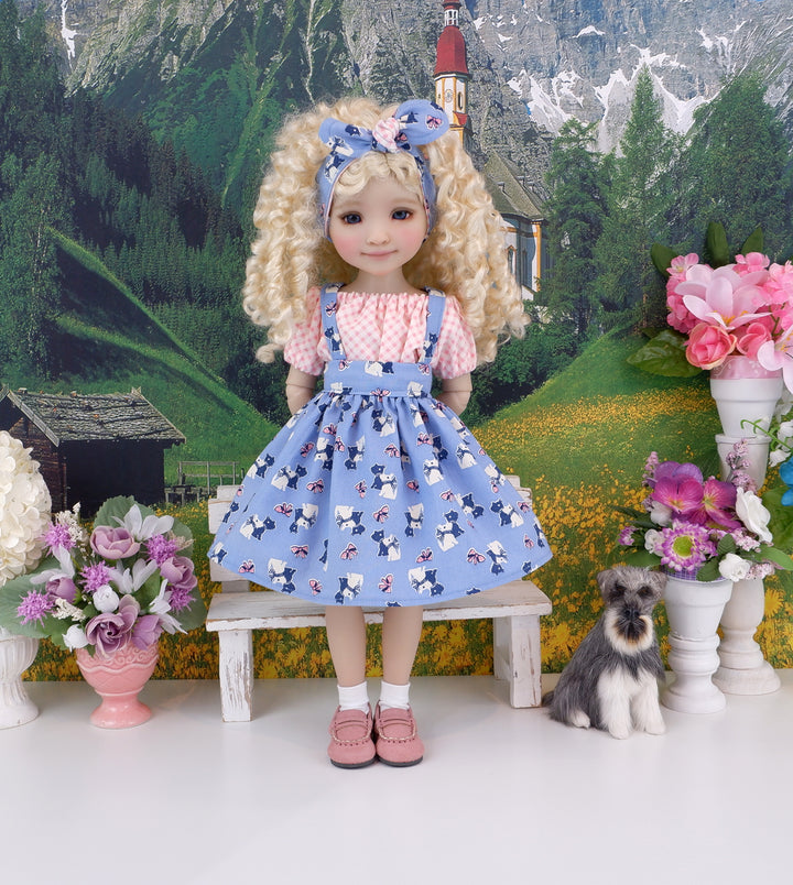 Blue Ridge Terrier - blouse & jumper with loafers for Ruby Red Fashion Friends doll