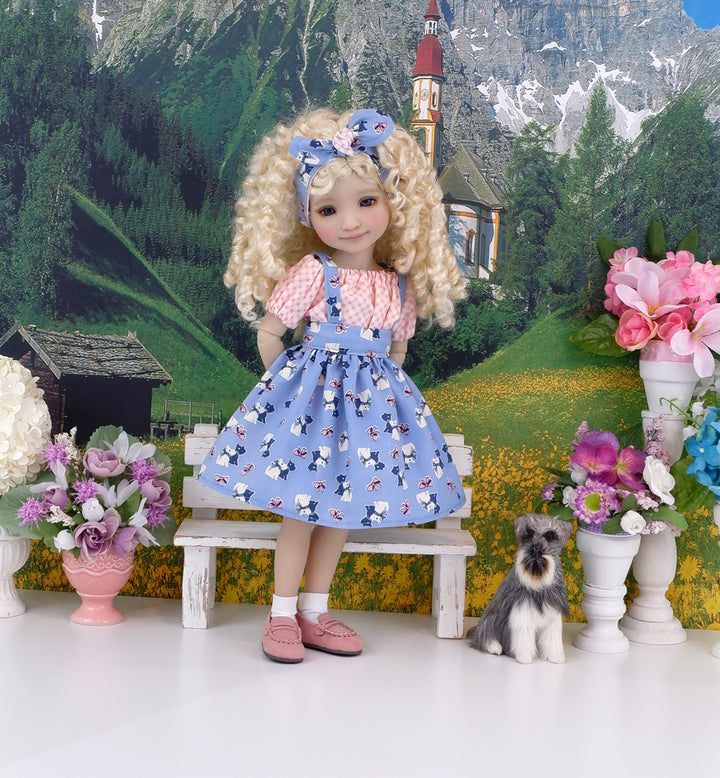 Blue Ridge Terrier - blouse & jumper with loafers for Ruby Red Fashion Friends doll