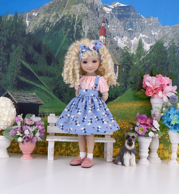 Blue Ridge Terrier - blouse & jumper with loafers for Ruby Red Fashion Friends doll