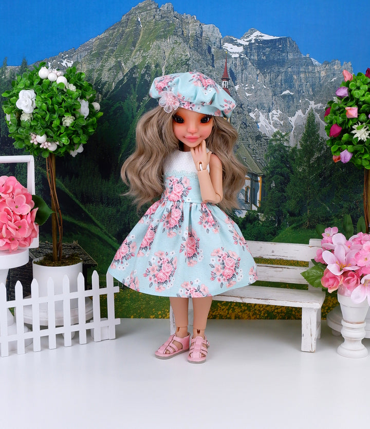 Blushing Roses - dress with sandals for Ava BJD doll