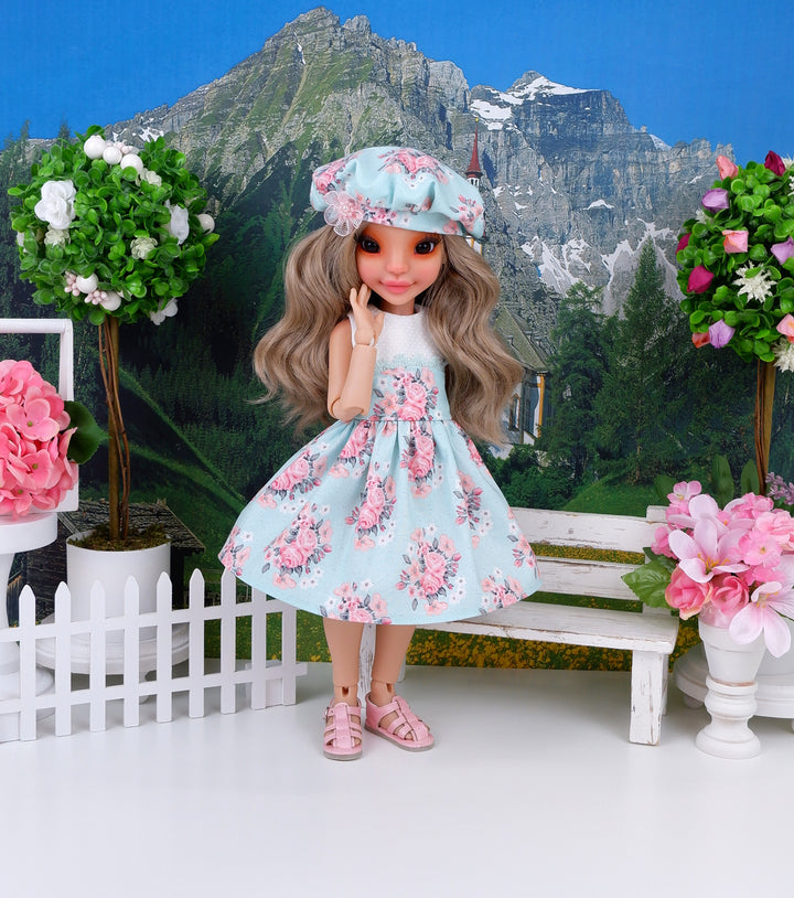 Blushing Roses - dress with sandals for Ava BJD doll