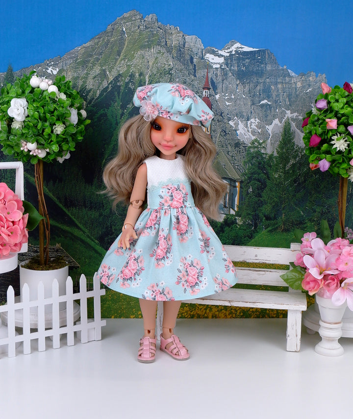 Blushing Roses - dress with sandals for Ava BJD doll