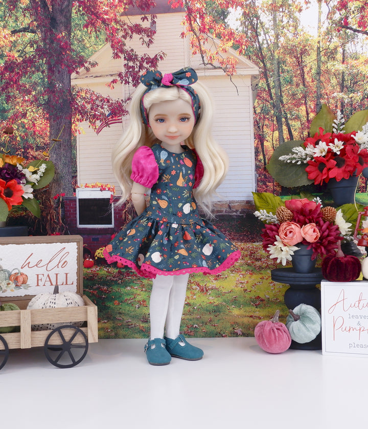 Bright Pumpkin Patch - dress with shoes for Ruby Red Fashion Friends doll