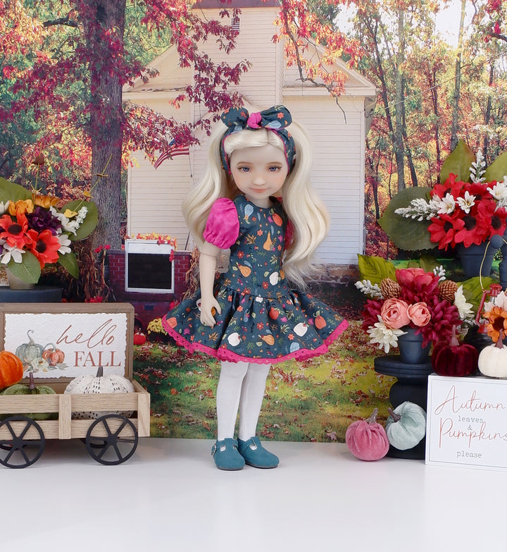Bright Pumpkin Patch - dress with shoes for Ruby Red Fashion Friends doll