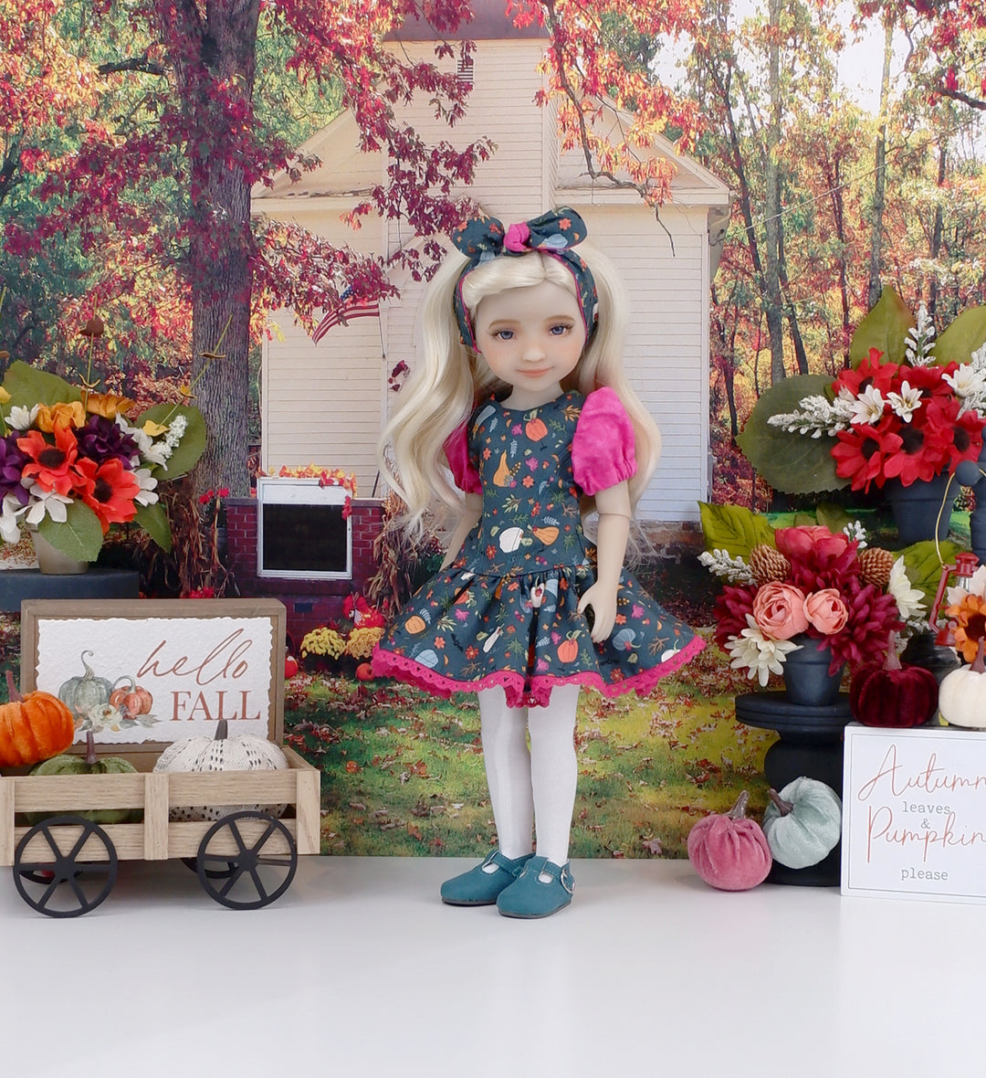 Bright Pumpkin Patch - dress with shoes for Ruby Red Fashion Friends doll