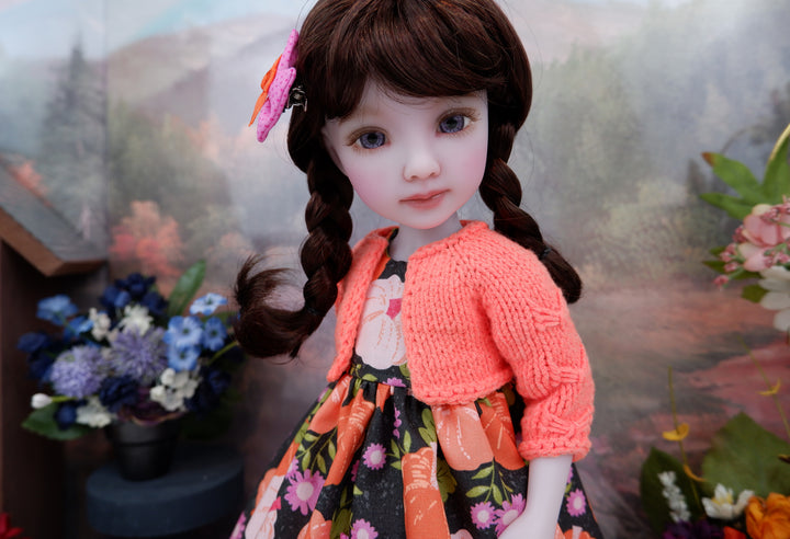 Bright Pumpkins - dress with sweater & boots for Ruby Red Fashion Friends doll