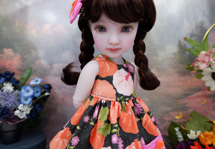 Bright Pumpkins - dress with sweater & boots for Ruby Red Fashion Friends doll