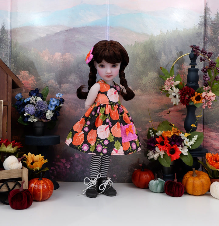 Bright Pumpkins - dress with sweater & boots for Ruby Red Fashion Friends doll