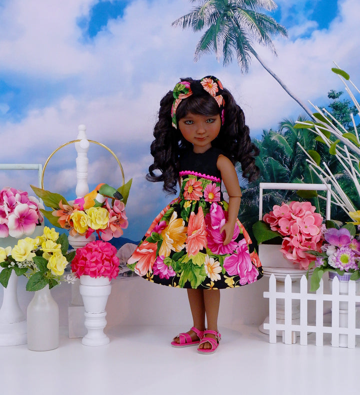 Camellia Tropics - dress and sandals for Ruby Red Fashion Friends doll