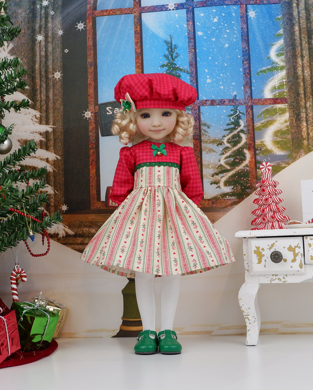 Candy Cane Cheer - dress with shoes for Ruby Red Fashion Friends doll