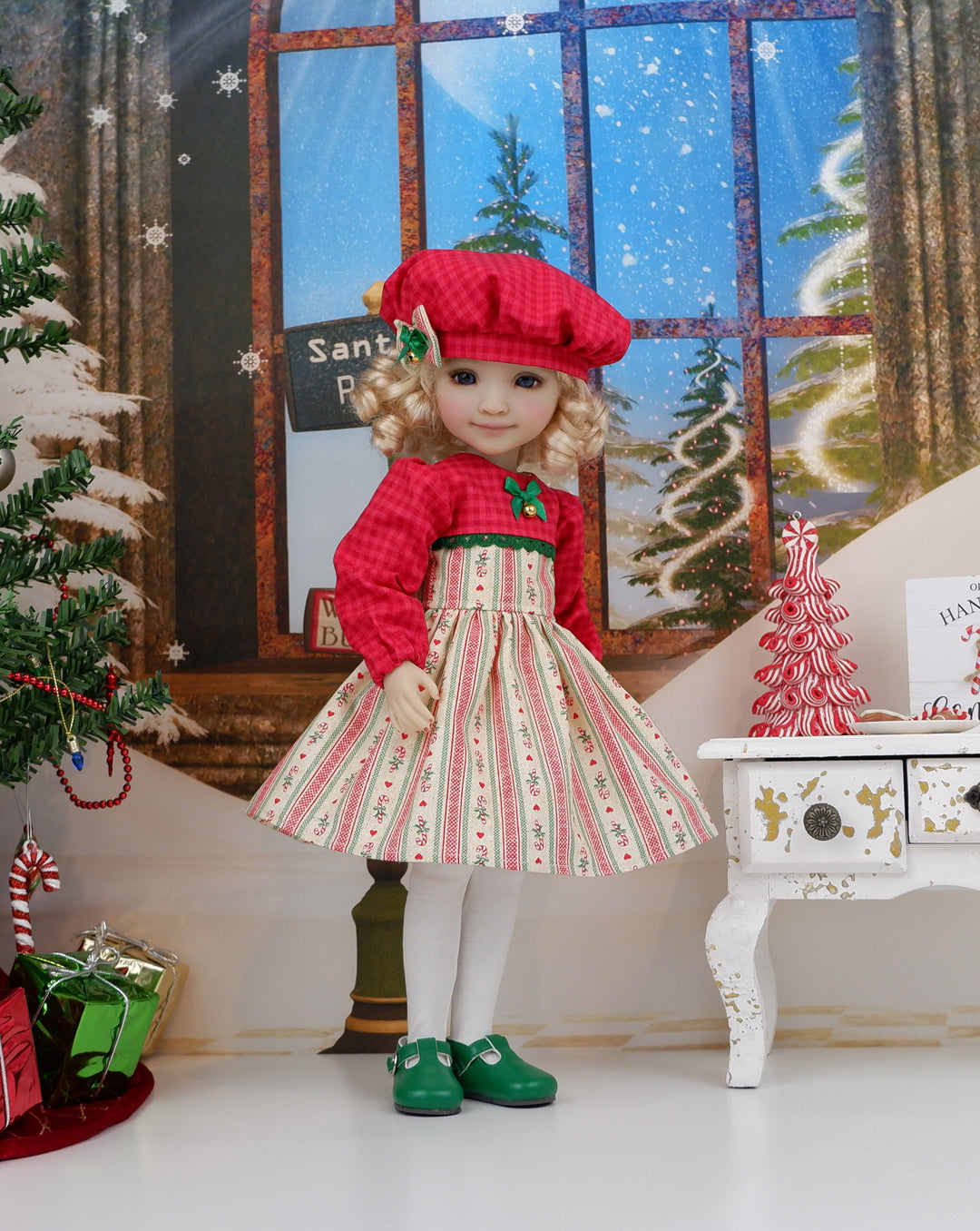 Candy Cane Cheer - dress with shoes for Ruby Red Fashion Friends doll