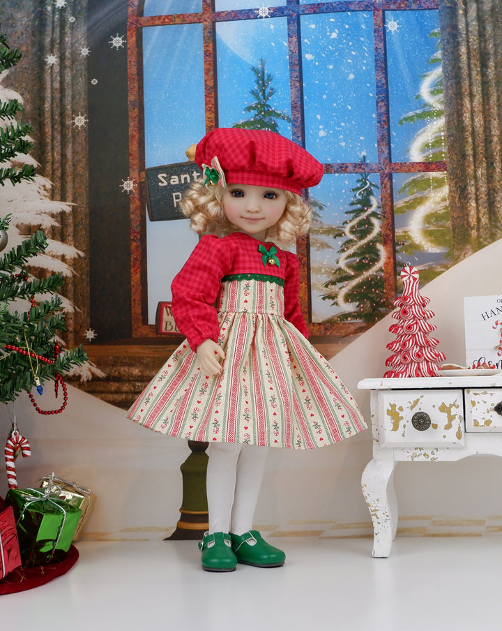 Candy Cane Cheer - dress with shoes for Ruby Red Fashion Friends doll