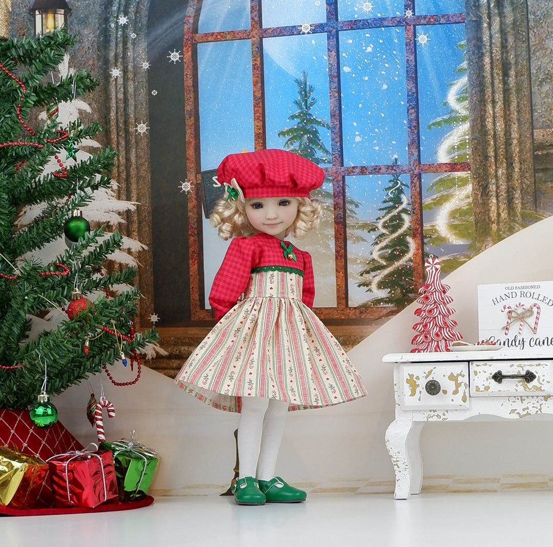 Candy Cane Cheer - dress with shoes for Ruby Red Fashion Friends doll