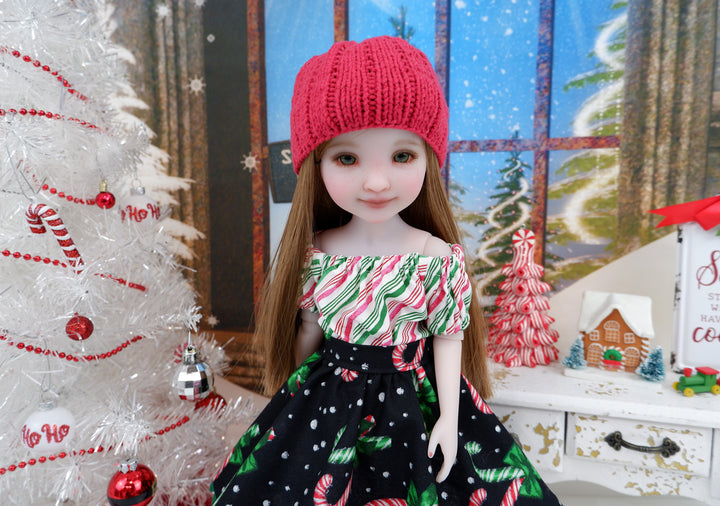 Candy Cane Cutie - blouse & skirt with boots for Ruby Red Fashion Friends doll