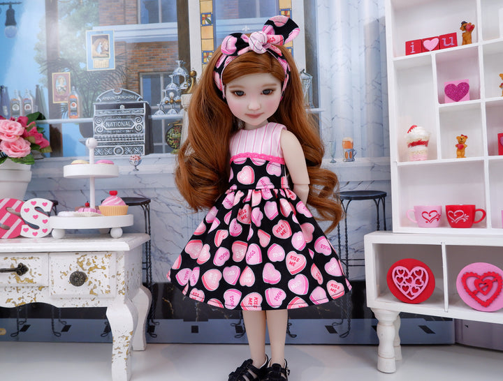 Candy Hearts - dress and sandals for Ruby Red Fashion Friends doll