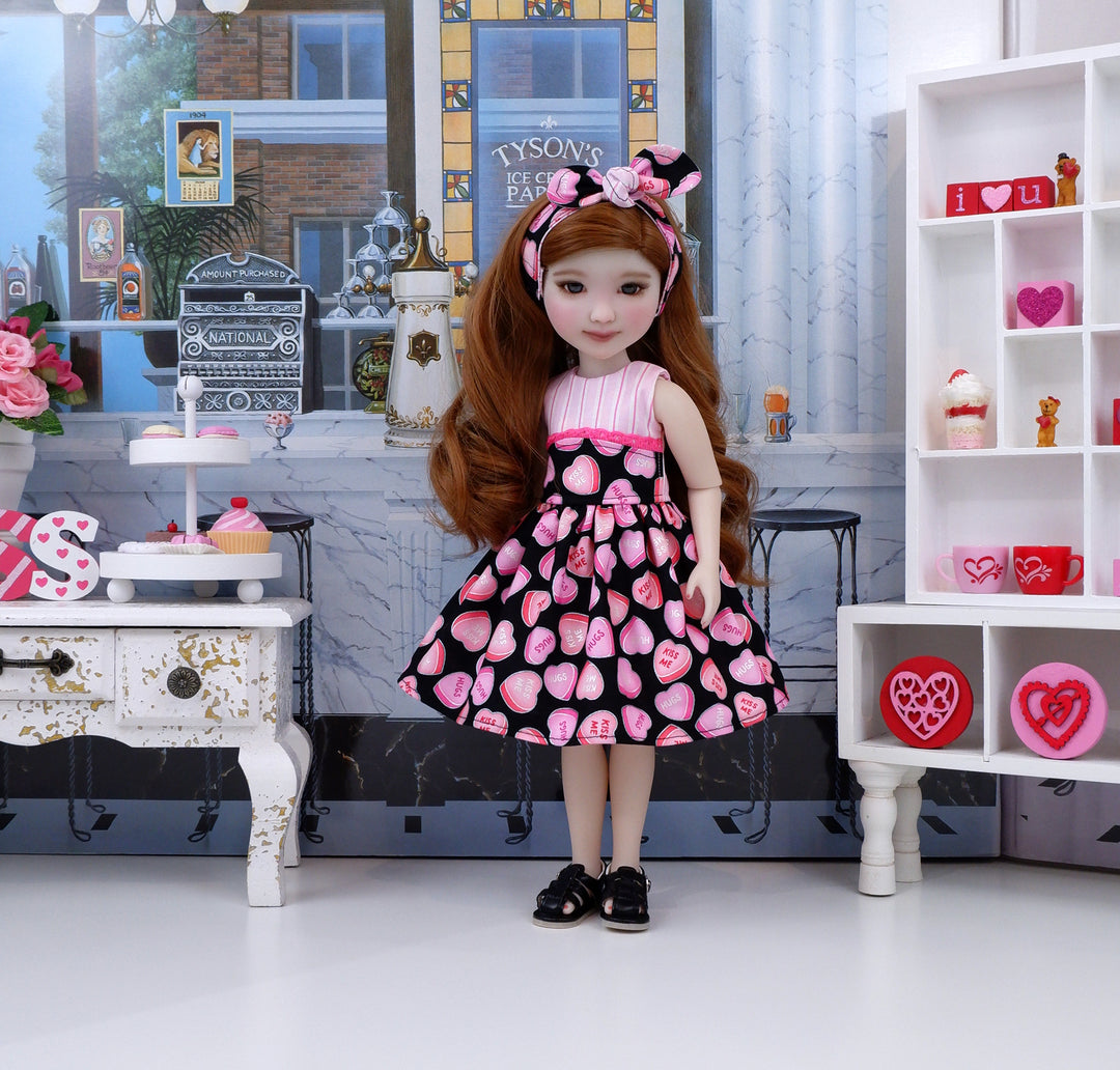 Candy Hearts - dress and sandals for Ruby Red Fashion Friends doll