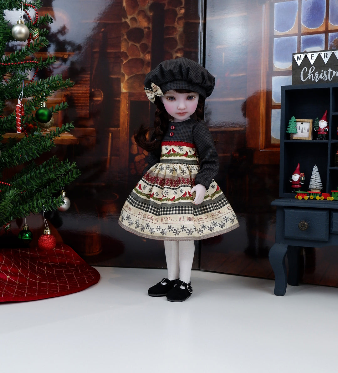 Cardinal Noel - dress with shoes for Ruby Red Fashion Friends doll