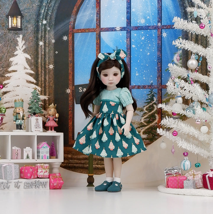 Ceramic Christmas Trees - dress with shoes for Ruby Red Fashion Friends doll