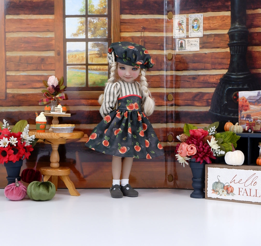 Chalkboard Apples - dress with shoes for Ruby Red Fashion Friends doll