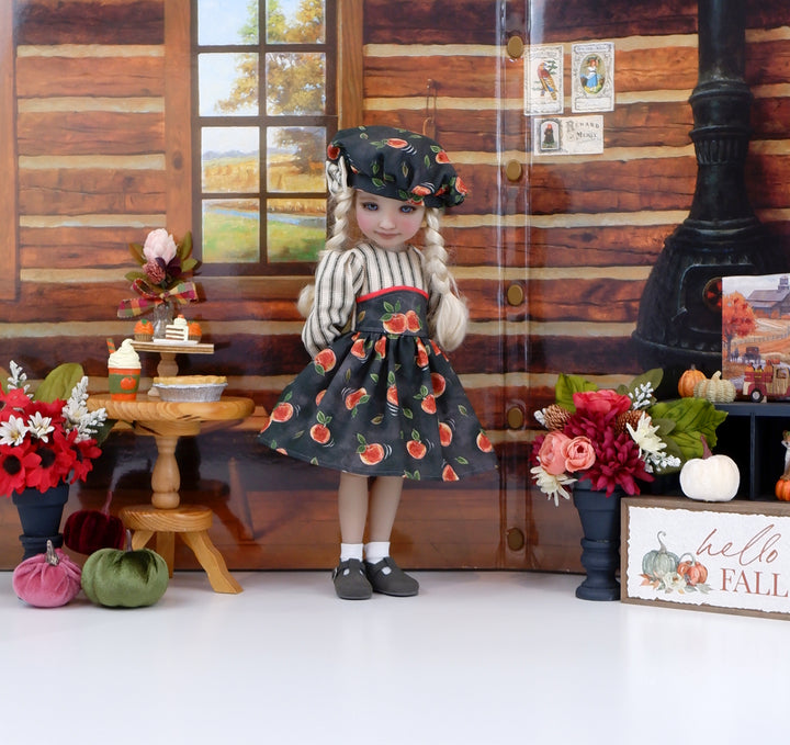 Chalkboard Apples - dress with shoes for Ruby Red Fashion Friends doll