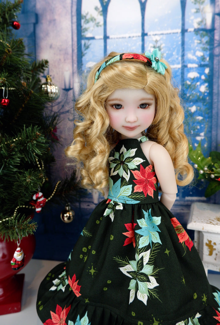Charming Poinsettias - dress with shoes for Ruby Red Fashion Friends doll