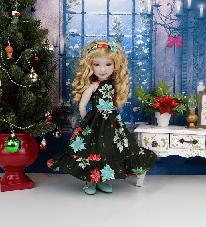 Charming Poinsettias - dress with shoes for Ruby Red Fashion Friends doll