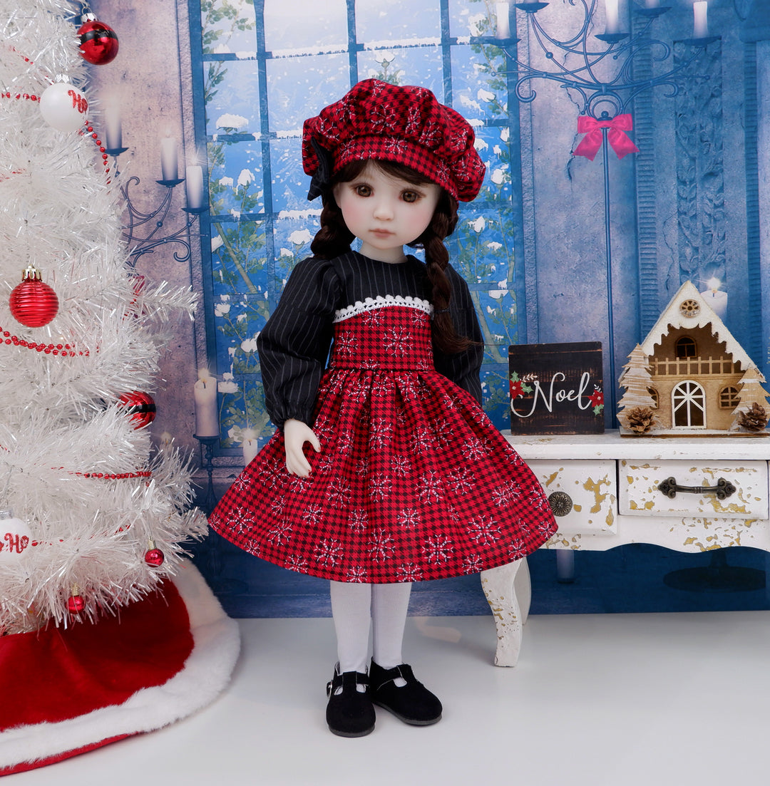 Checkered Snowflakes - dress with shoes for Ruby Red Fashion Friends doll