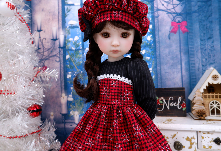 Checkered Snowflakes - dress with shoes for Ruby Red Fashion Friends doll