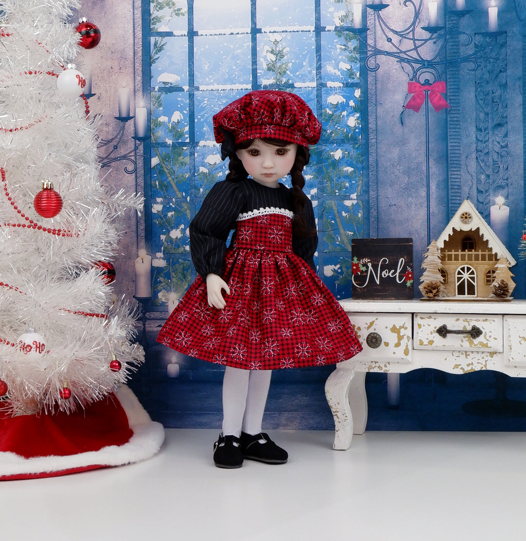 Checkered Snowflakes - dress with shoes for Ruby Red Fashion Friends doll