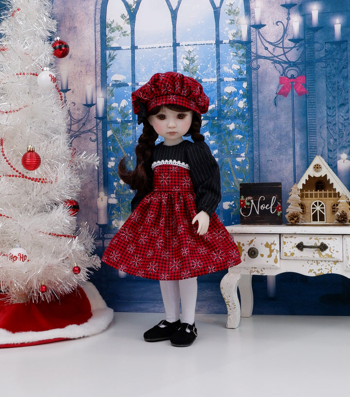 Checkered Snowflakes - dress with shoes for Ruby Red Fashion Friends doll
