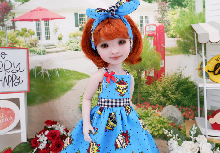 Cherries in a Bowl - dress with saddle shoes for Ruby Red Fashion Friends doll