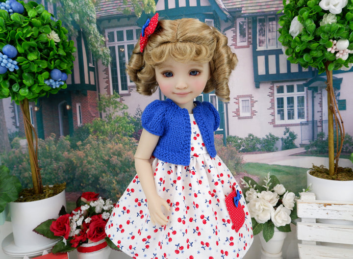 Cherry Americana - dress with sweater & boots for Ruby Red Fashion Friends doll