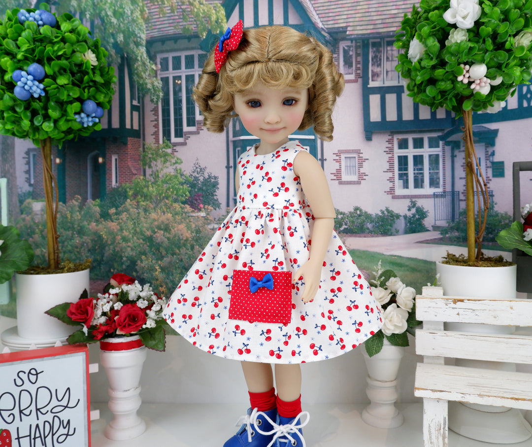 Cherry Americana - dress with sweater & boots for Ruby Red Fashion Friends doll