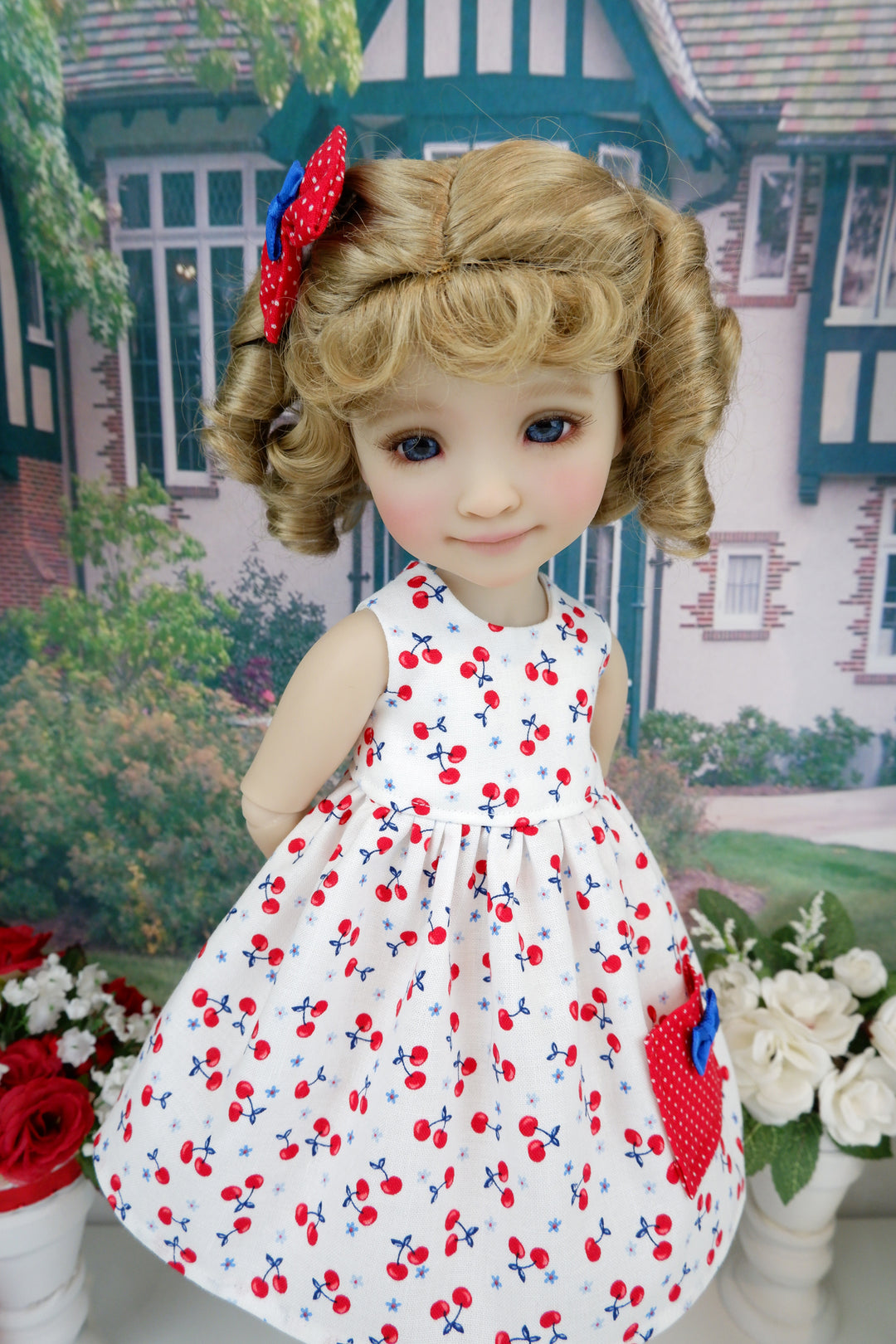 Cherry Americana - dress with sweater & boots for Ruby Red Fashion Friends doll