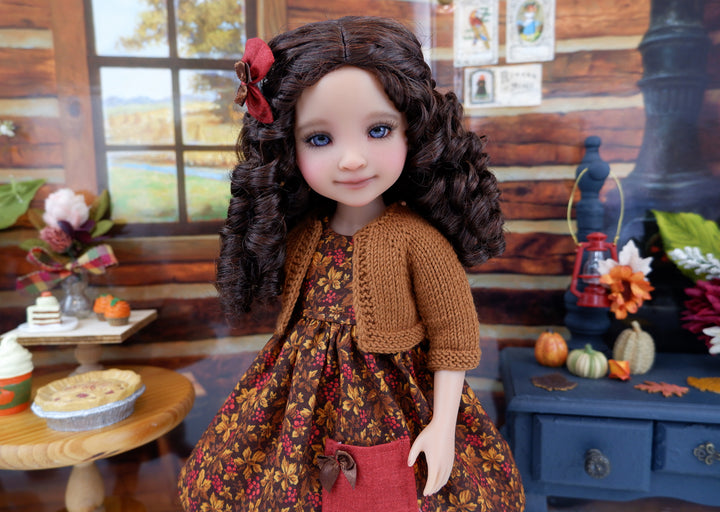 Chestnut Leaves - dress with sweater & boots for Ruby Red Fashion Friends doll