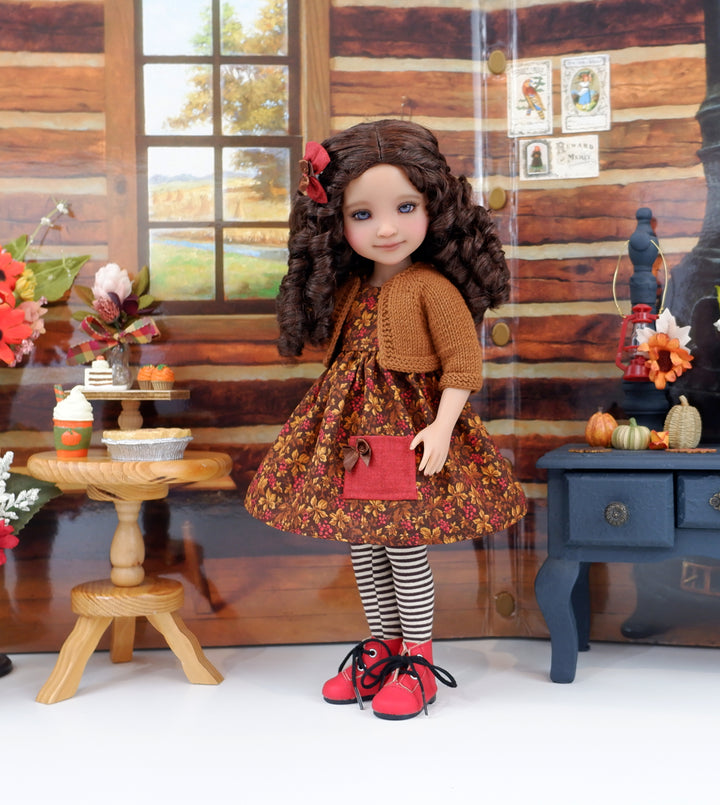 Chestnut Leaves - dress with sweater & boots for Ruby Red Fashion Friends doll