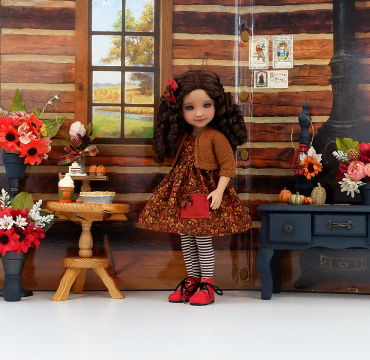 Chestnut Leaves - dress with sweater & boots for Ruby Red Fashion Friends doll