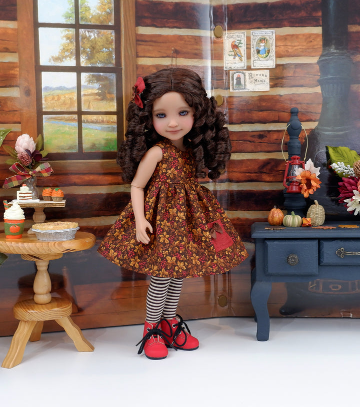 Chestnut Leaves - dress with sweater & boots for Ruby Red Fashion Friends doll