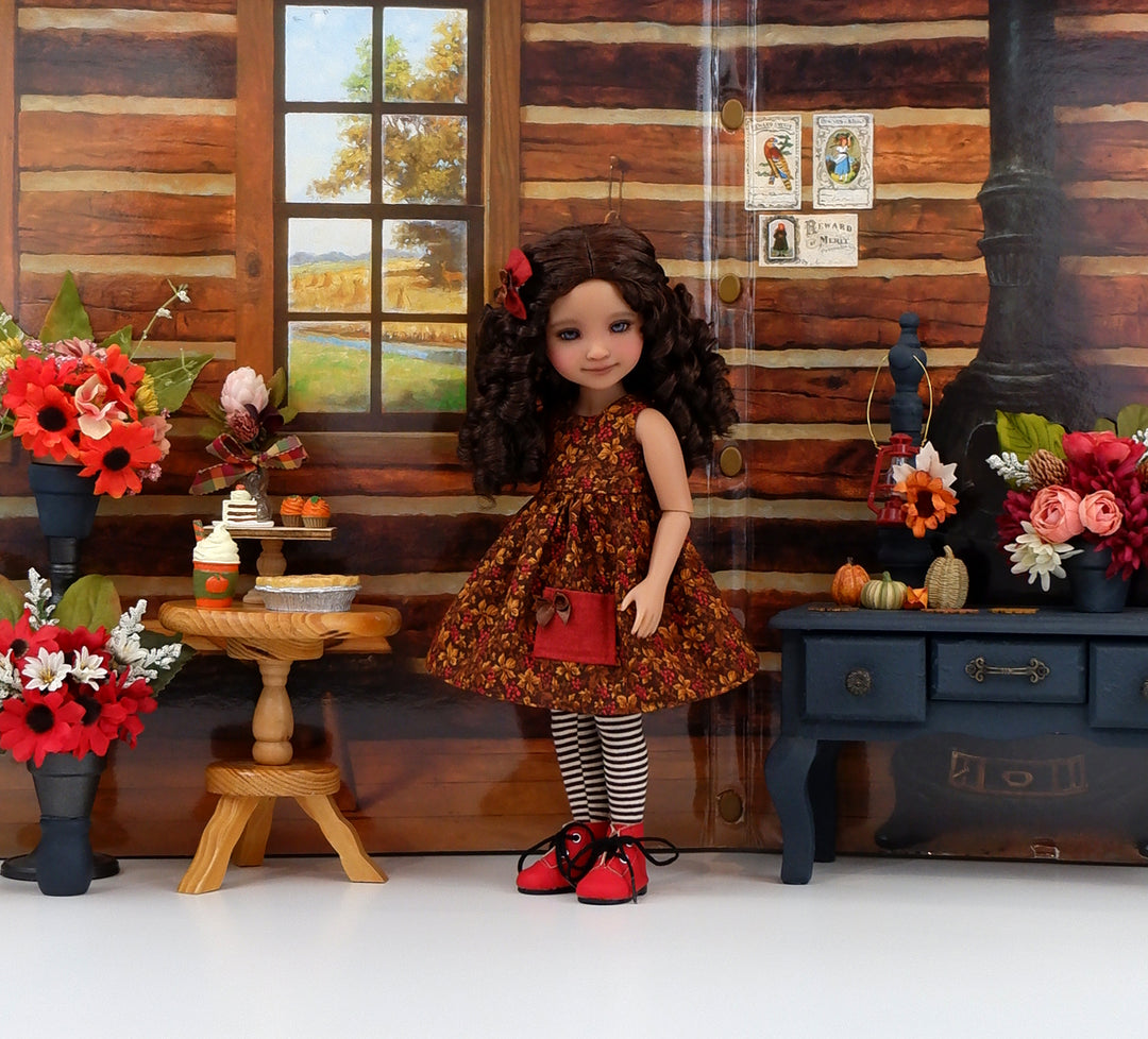Chestnut Leaves - dress with sweater & boots for Ruby Red Fashion Friends doll