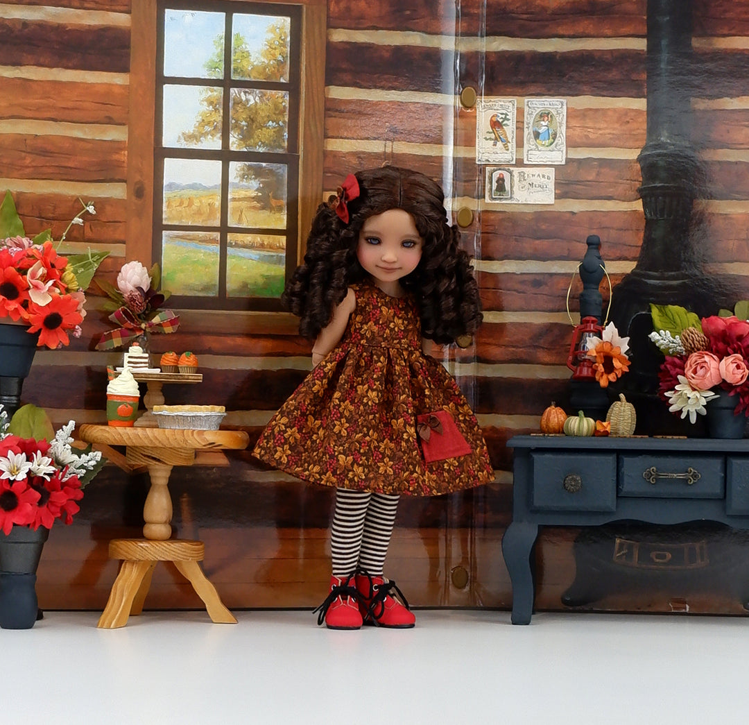 Chestnut Leaves - dress with sweater & boots for Ruby Red Fashion Friends doll