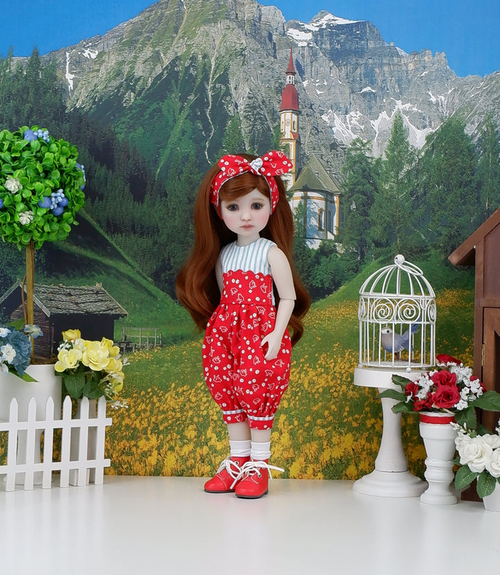 Chicken Coop - romper with boots for Ruby Red Fashion Friends doll