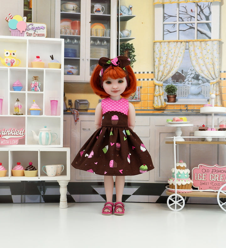 Chocolate Cupcakes - dress with sandals for Ruby Red Fashion Friends doll